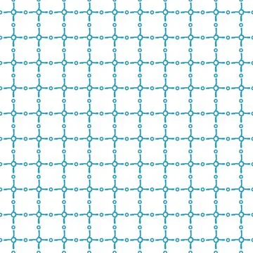 Blue and white repeat seamless pattern. Drawing is composed of rough squares, Stock Illustration