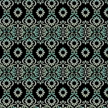 A blue and white seamless pattern on a black background Stock Illustration