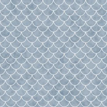 Blue and white shell tiles pattern repeat background Stock Illustration