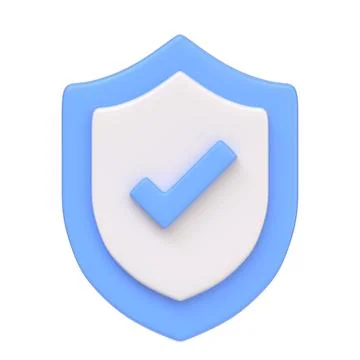 Blue and white shield with a check mark isolated on white backgound Stock Illustration