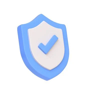 Blue and white shield with a check mark isolated on white backgound Stock Illustration