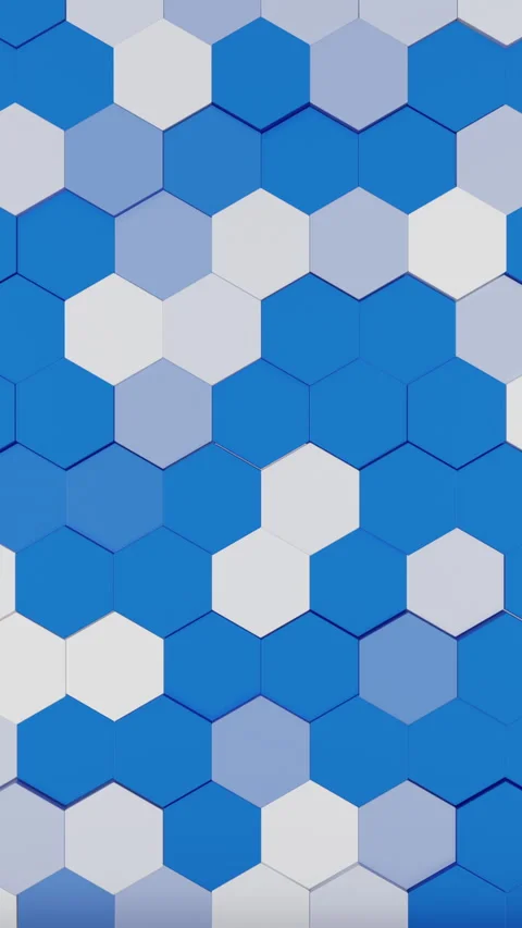 Blue and White Small Hexagon Mosaic Pattern Vertical Seamless Loop 스톡 동영상 345852859