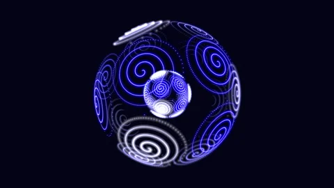 Blue and white spiral pattern on black background ideal website or app Stock Footage 300768575