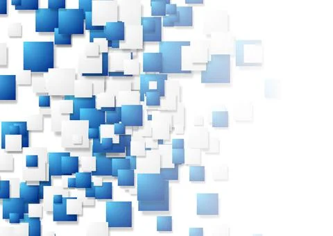 Blue and white squares abstract geometric background Stock Illustration