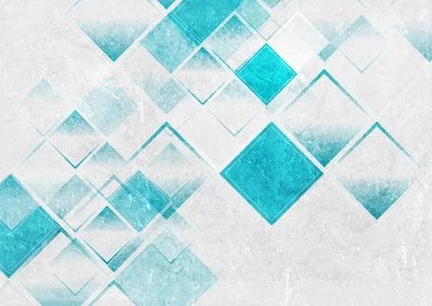 Blue and white squares geometric grunge abstract background Stock Illustration