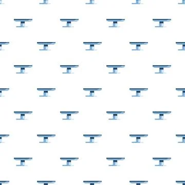Blue and white table desk icons forming a flat minimal pattern 스톡 일러스트