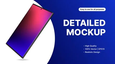 Blue and White Tablet Presentation Mockup. Editable Device Design Stock Illustration