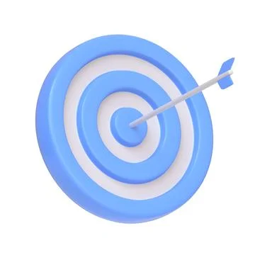Blue and white target with an arrow hitting the bullseye Stock Illustration