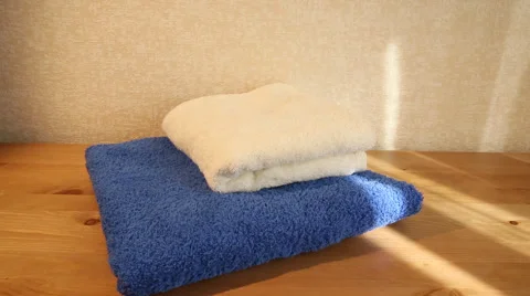 Blue and white towels Stock Footage 49998281