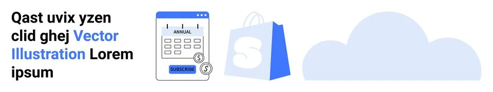 Blue and White Vector Design Featuring a Calendar, Shopping Bag, and Cloud .. Illustrazione stock