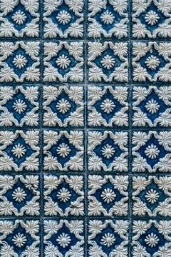 A blue and withe tile pattern of Oporto, Portugal Stock Photos