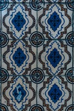 A blue and withe tile pattern of Oporto, Portugal Stock Photos