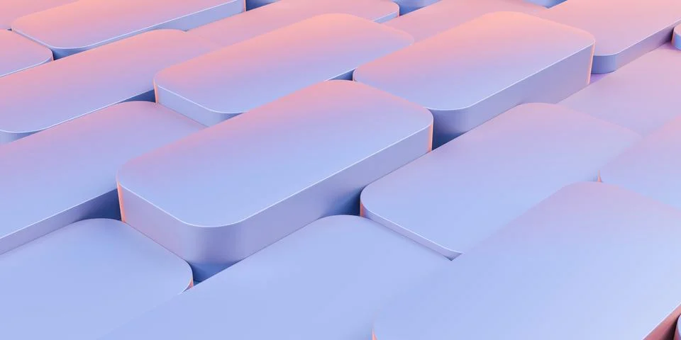 Blue and yellow abstract array of randomly offset rounded rectangle shapes,.. Stock Illustration