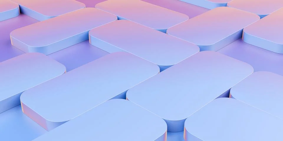 Blue and yellow abstract array of rotated rounded rectangle shapes, geometr.. Stock Illustration