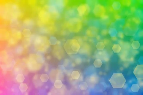 Blue and yellow abstract defocused background, hexagon shape bokeh pattern. Stock Illustration