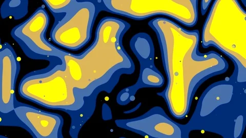 Blue and Yellow Abstract Fluid Layers Seamless Loop Video Stock Footage 343535361