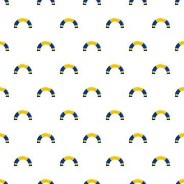 Blue and yellow arch hoops seamless pattern Stock Illustration