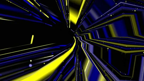 Blue and yellow broken rays of light on the background of the starry sky. Stock Footage 196989316