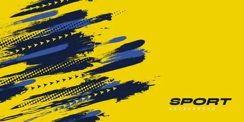 Blue and Yellow Brush Background with Halftone Effect Stock Illustration