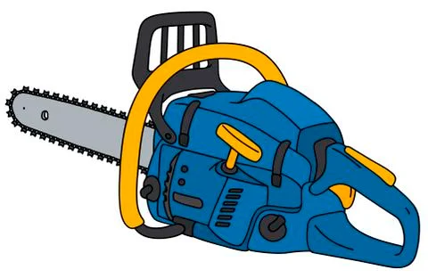 Blue and yellow chainsaw Stock Illustration