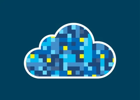 A blue and yellow cloud with a starry sky background Illustrazione stock
