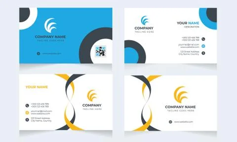 Blue And Yellow  Corporate Business Card Vector Tamplate Stock Illustration