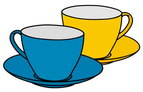 Blue and yellow cups Stock Illustration