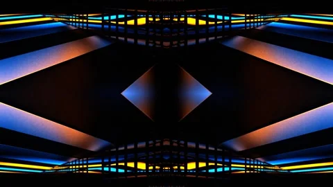 Blue and Yellow Disco Guide Kaleidoscope Background VJ Loop in 4K Stock Footage 335017869