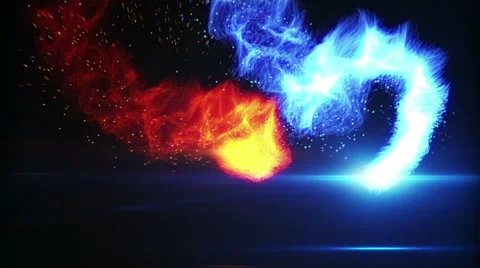Blue and yellow fireballs loop Stock Footage 43057076