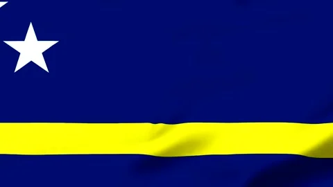 Blue and yellow flag with white star waving in wind Vídeos de archivo 343573681