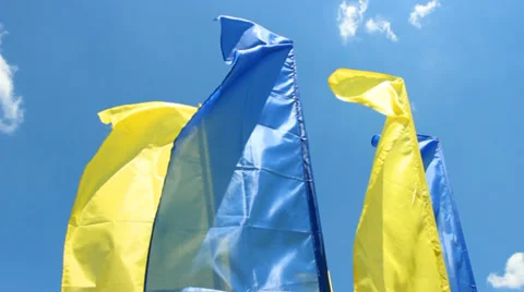 Blue and yellow flags Stock Footage 39958155