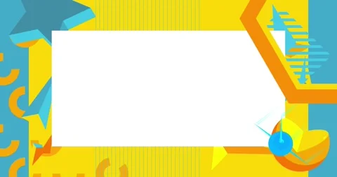 Blue and yellow geometric elements with white banner, space video Stock Footage 261930641