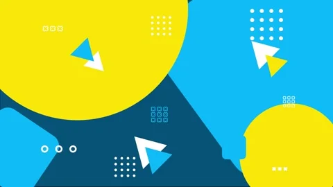 Blue and yellow geometric elements and abstract patterns in a vibrant design Stock Footage 304940600