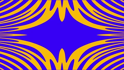 A blue and yellow geometric pattern travels inward with a steady beat Video stock 333861360
