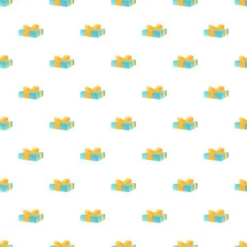 Blue and yellow gift boxes seamless pattern background Illustrazione stock