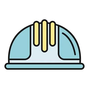 Blue and yellow hard hat protection icon illustrating industrial safety Stock Illustration