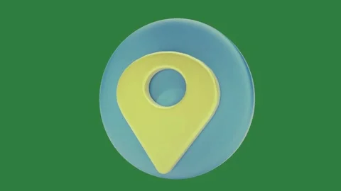 A blue and yellow map marker on green background location pin green screen Vidéo 335129938