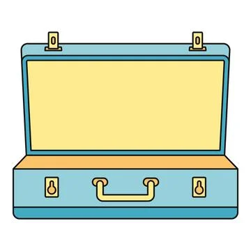 Blue and yellow open suitcase ready for packing Stock Illustration