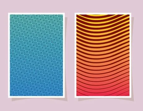 Blue and yellow with orange gradient and pattern backgrounds frames vector Illustrazione stock