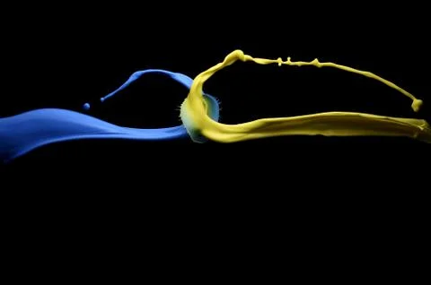 Blue and yellow paint Stock Photos