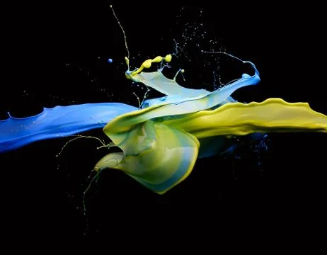 Blue and yellow paint Stock Photos