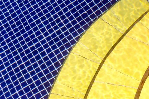 Blue and yellow pattern with different geometry - cell and semicircle Foto stock