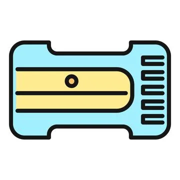 Blue and yellow pencil sharpener tool icon Stock Illustration