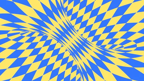 Blue and yellow psychedelic optical illusion. Hypnotic diamond background. Video stock 118092018