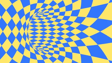 Blue and yellow psychedelic optical illusion. Hypnotic diamond background. Stock Footage 118092397