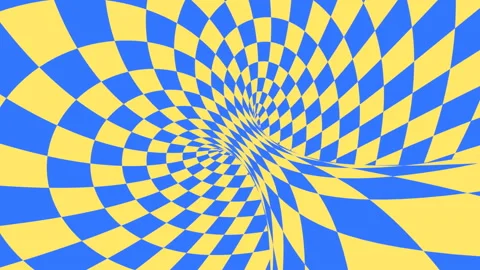 Blue and yellow psychedelic optical illusion. Abstract hypnotic background. Video stock 123312794