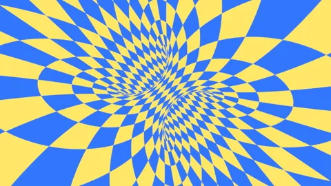 Blue and yellow psychedelic optical illusion. Abstract hypnotic background. Stock Footage 124925909