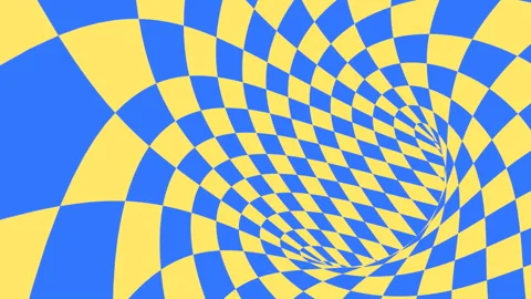 Blue and yellow psychedelic optical illusion. Abstract hypnotic background. Stock Footage 125263358