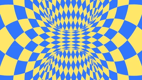 Blue and yellow psychedelic optical illusion. Abstract hypnotic background. Stock Footage 125744883