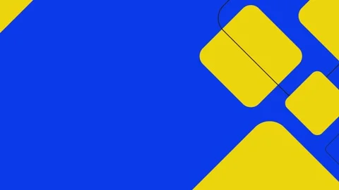 Blue and Yellow shapes floating on the blue backdrop with copy space Stock Footage 313343757